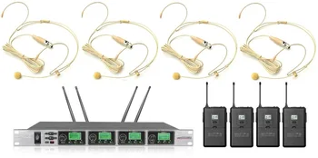

UHF 4 -Channel PLL Four Wireless microfoon draadloos Headset Microphone System micro sans fil
