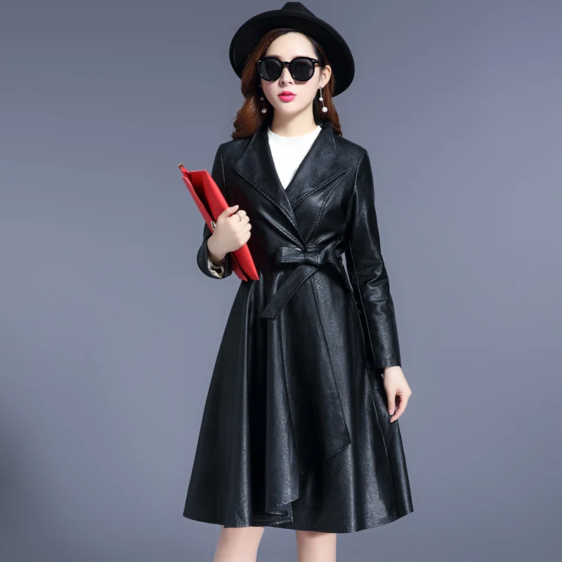 2017 Autumn Winter Women's Leather Jacket Plus Size High