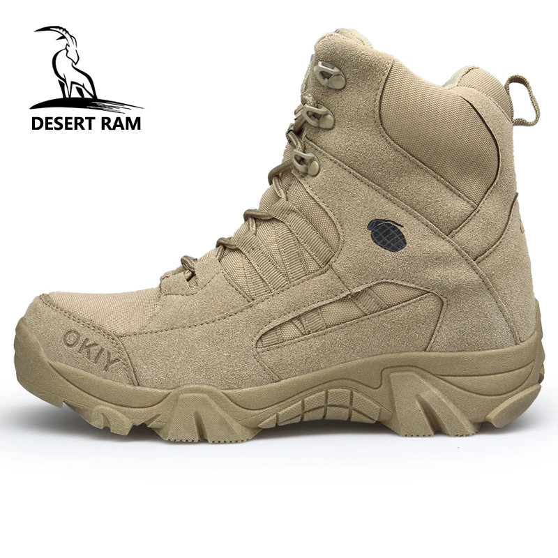 

DESERT RAM Brand Men's Boots Military boot Tactical Safety Combat Mens Chukka Ankle Bot Motocycle Boots Big Size Army Male Shoes