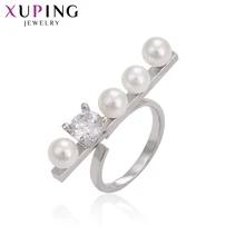 11.11 Deals Xuping Luxury Imitate Pearl Adjustable Ring With Synthetic CZ Beautiful Jewelry Women Christmas Gift S64,6-14311