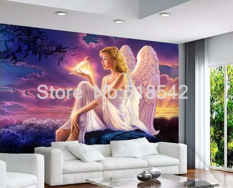 Высокое качество пользовательские 3D фото обои мир во всем мире Dove ангел-хранитель девушка Закат 3D Настенная Обои Гостиная Спальня