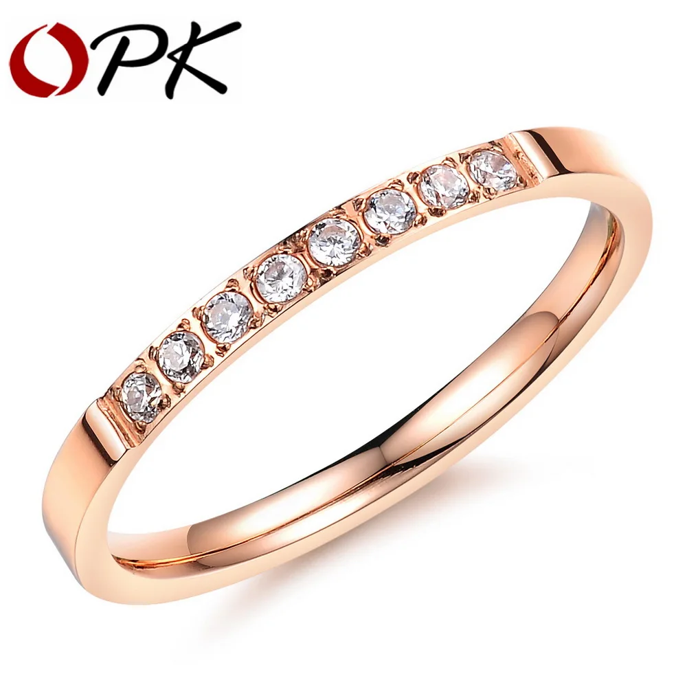 

OPK $1.99/Pcs 18 Designs Cubic Zirconia Wedding Ring For Women Fashion Ladies Female Finger Bands Rose Gold Color Jewelry Gift