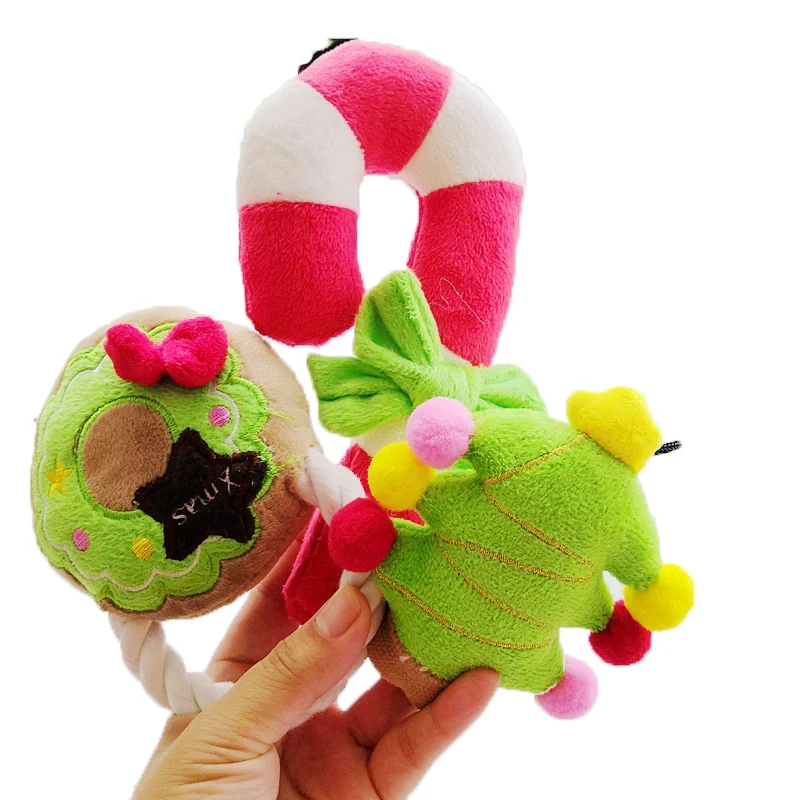 

Christmas Squeak Tree Cute Toy For Dogs Pet Interactive Squeak Puppy Plush Rope Yorkshire Chihuahua Small Puppy Animal Goods Pug