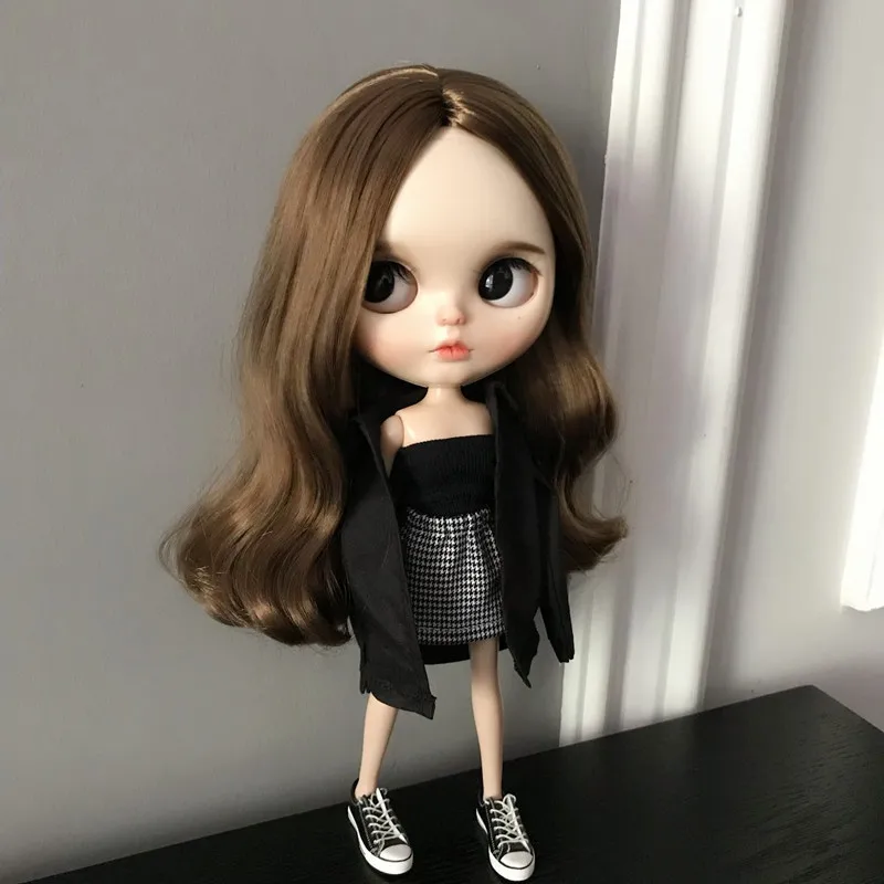 

New Blyth Clothes T-shirt Coat+Chest Wrap+Grid Dress for Baribes Skirt Azone, Kurhn, blyth 1/6 Doll Accessories Clothing