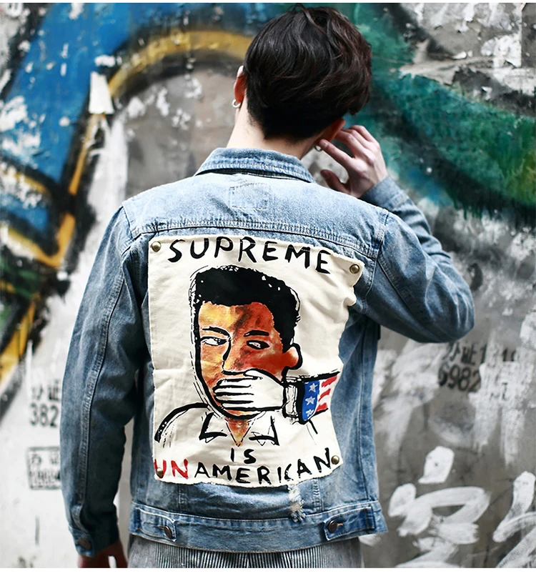 denim jacket with print on the back