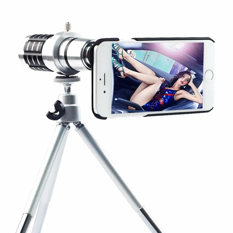 12X зум оптический телескоп телеобъектив для iphone 4 4S 5 5S 6 6 S 7 Plus Чехол телефон объективы для фотокамер комплект с Зажимы штатив
