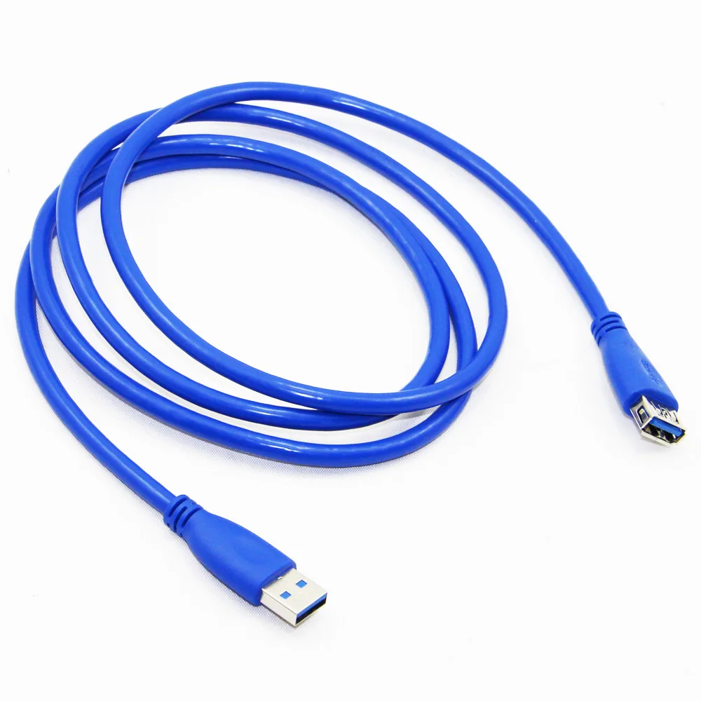 1,5 м 5 футов USB 3,0 кабель-удлинитель папа-мама M/F 9+ 1 ядро двойное экранирование(фольга+ Плетеный) супер скорость синий