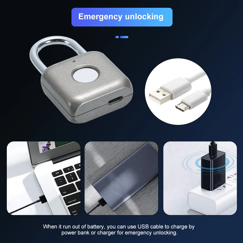 USB зарядка без ключа отпечатков пальцев блокировка интеллектуальная электронная