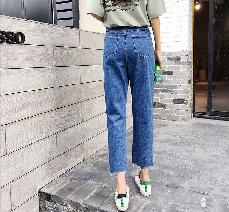 Женские джинсы S-XL 2019 весна осень с высокой талией джинсовые прямые джинсы женские s винтажные бойфренды джинсовые брюки офисные женские