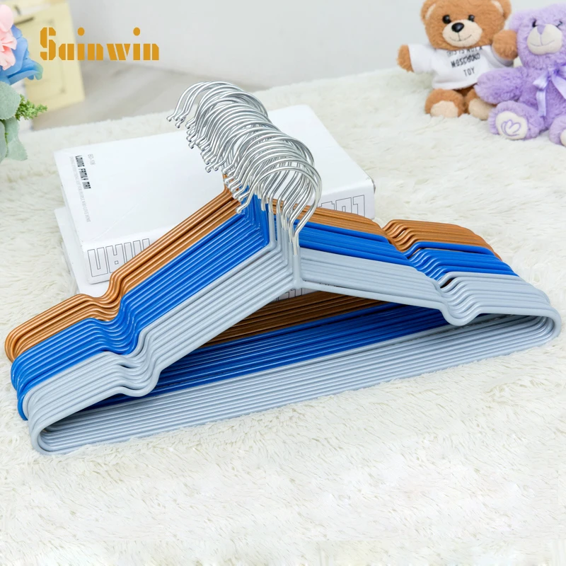 

10pcs/lot 40cm Adult Metal Clothes Rack Thick Stainless Steel Plastic Non-slip Hanger