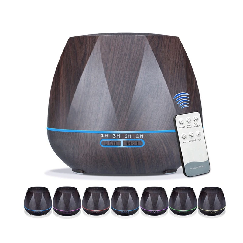 Comprar Difusor de Aroma de aceite esencial de 550 ml humidificador de vapor frío ultrasónico difusor de aromaterapia con luces LED de Control remoto para el hogar