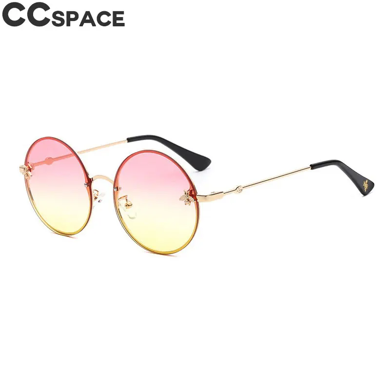 Винтаж Круглые Солнцезащитные очки Для женщин роскошный золотой пчелы оттенки UV400 CCSPACE Брендовые очки модные Для мужчин Oculos 47207 - Цвет линз: C6 PinkYellow