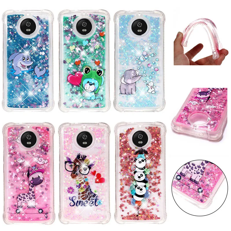 

Cartoon Glitter Liquid Sand Cases Quicksand Soft TPU Silicone Case Cover Hull Shell Coque Fundas Capa for Motorola E4 EU G5S