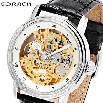 

Vintage Skeleton Men Automatic Watch Leather Luxury Top Brand Steampunk Mechanical Wrist Watch For Men Sport Waterproof With Box