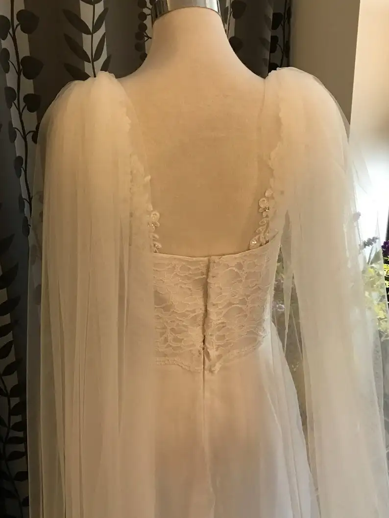 BRIDAL CAPE , Plain/Two Pieces Shoulder Cape 2.5 M / 3M / 3.5M / 4M / 5M  Long In White / Off White / Ivory / Champagne / Black