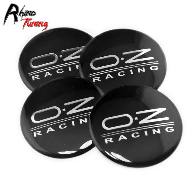Rhino Tuning 4PC 65mm OZ RACING Aluminum Black Car Wheel Center Hub Caps Sticker 883