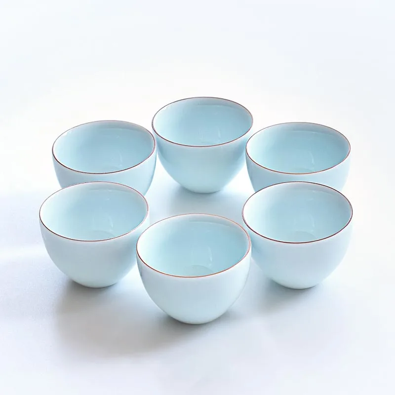 6PCS/Lot 85ML Brief Solid Color Porcelain Black Tea Cups Office Tea