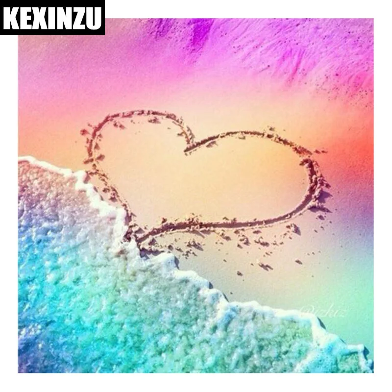 

Diy Diamond Painting Cross Stitch Love Heart Beach Home Decor Square/Round Diamond Mosaic 5D Diamond Embroidery Kits