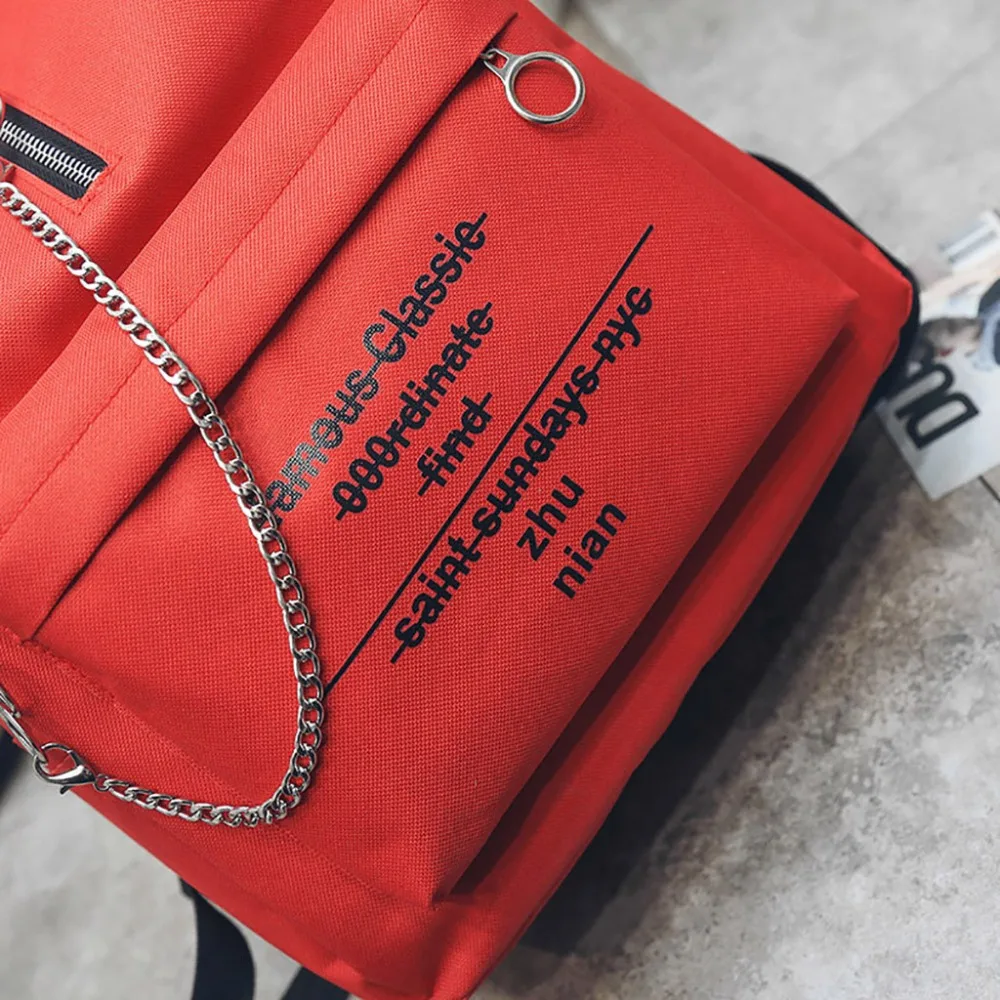 Модный рюкзак в стиле хип-хоп с цепочкой и двойным плечом, женский рюкзак с принтом алфавита, сумка на плечо, модная сумка