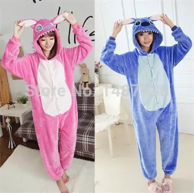 Kigurums Unisex Adult Blue Pink Stitch Pajamas Animal Onesie One Piece Pyjamas Cosplay Costume Sleepsuit