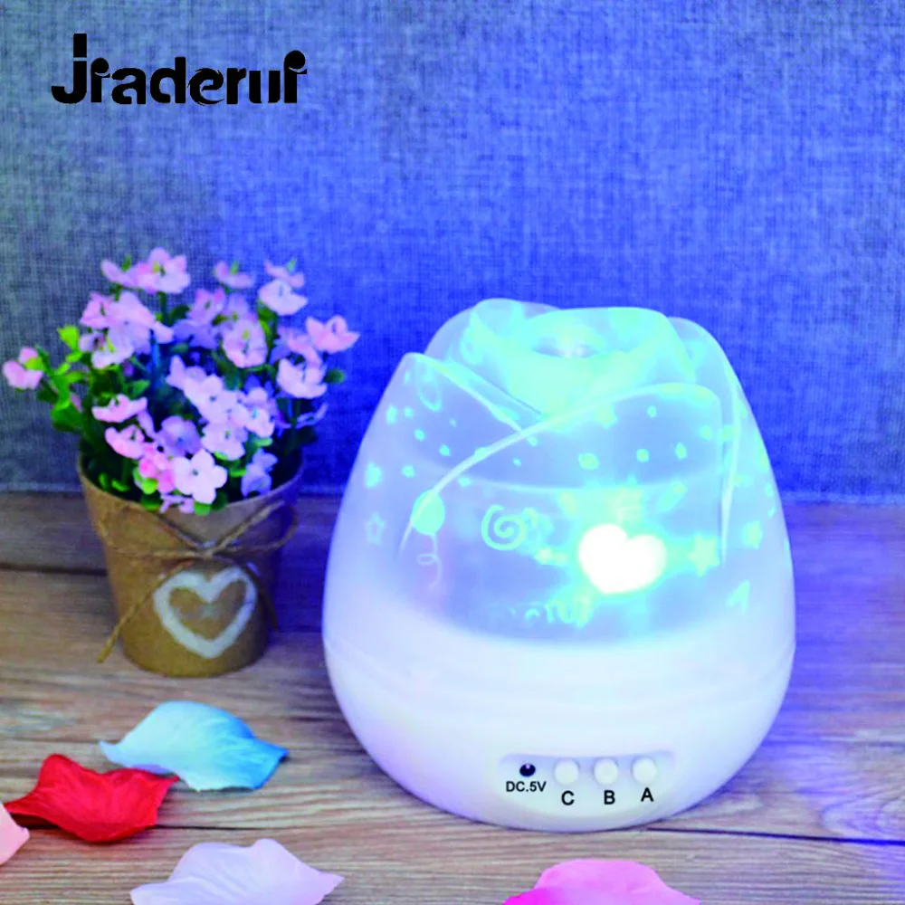 

jiaderui USB Romantic Rose Shaped Projector Night Ligh Children Kids Baby Sleep Lighting Lamp Sky Star Lamp LED Projection