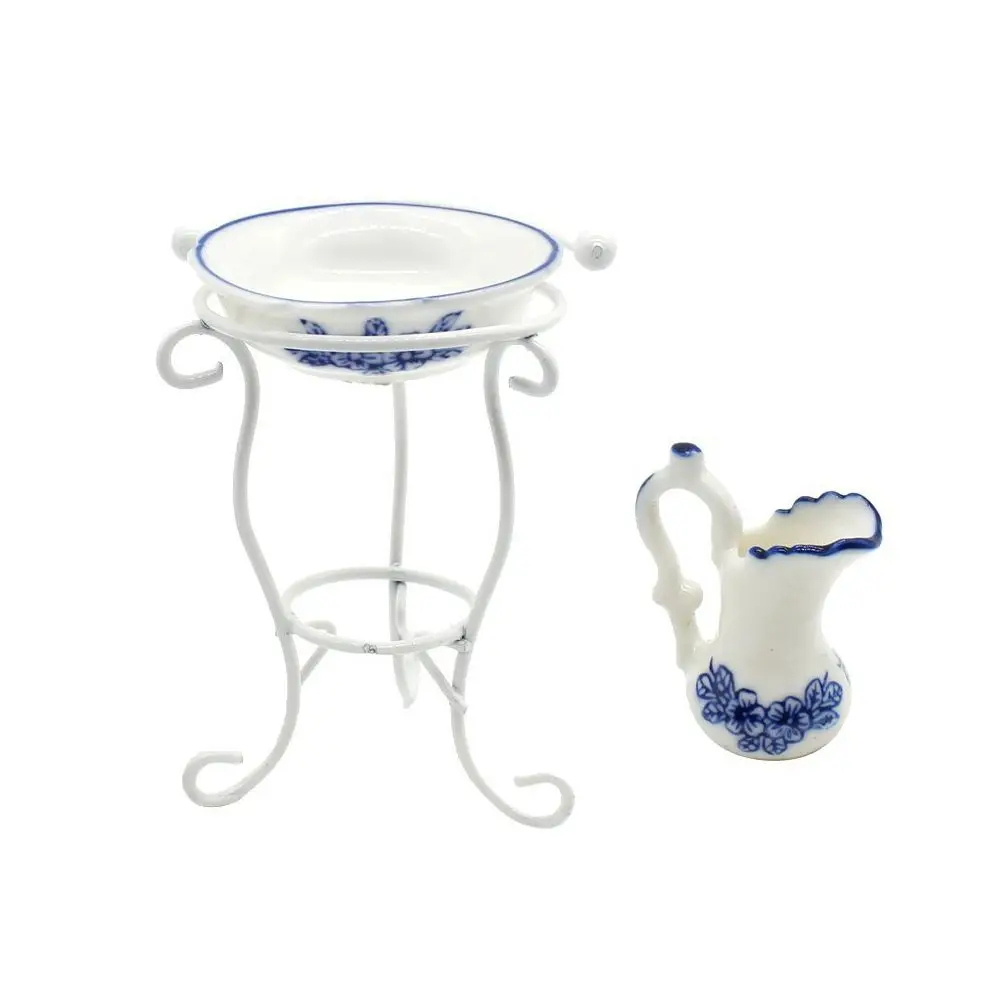 ABWE Best Sale 1:12 Scale Water Pitcher Washbasin Rack 3 Pieces Set Furniture for Dollhouse