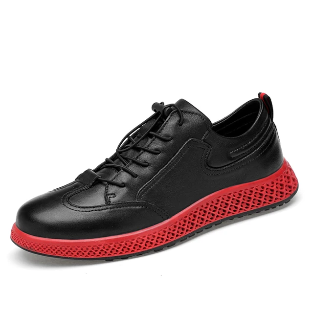 Men Casual Shoes Big Size Red Sole Genuine Leather Sneakers Soft