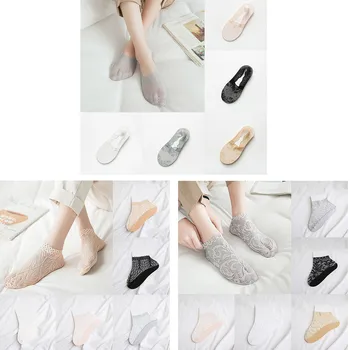 

Womens Cotton Blend Lace Antiskid Low Cut Socks Toe Ankle Sock 5 Pair L311
