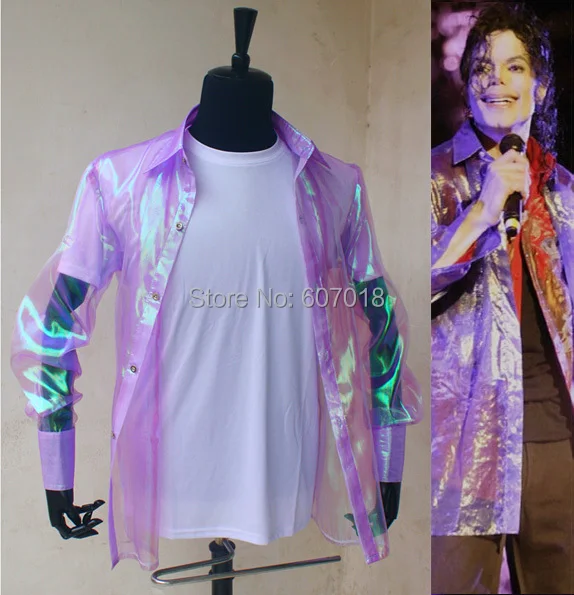 Редкая Классическая Повседневная рубашка MJ в стиле панк рок радужная фиолетовая