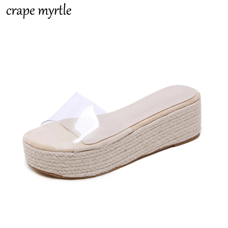 

Women Summer slippers wedge shoes womens mules with heels Flip Flops Wedges striped shoes women flip flops sandals women YMA877