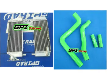 

R&LH Radiator +GREEN hose FOR KAWASAKI KX250 KX 250 05 06 07 2005 2006 2007 2stroke