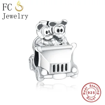 

Fit Original Pandora Charms Bracelet Genuine Solid 925 Silver Lovely Animal Mickey & Minnie Car Bead Charm DIY New Women Jewelry