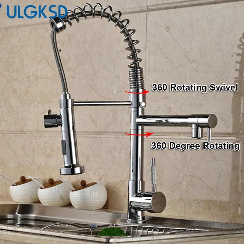 

ULGKSD Chrome Kitchen Faucet Pull Down Stream Sprayer Factory Direct Sales Kitchen Sink Faucet Mixer Tap for Kitchen