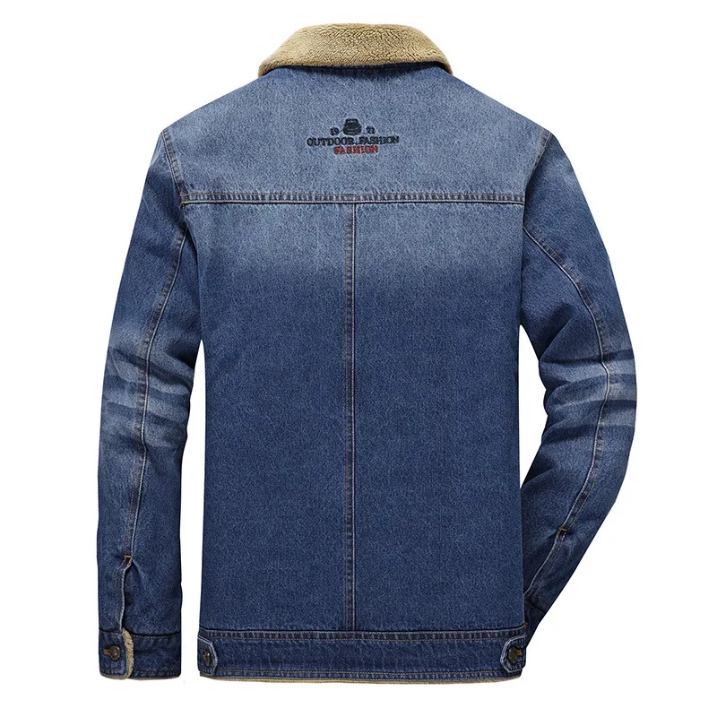 2019 Afs джип бренд толстый теплый, зимний, флисовый куртки для Для мужчин Модная Джинсовая куртка мужская джинсовая куртка Верхняя одежда;