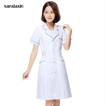 

sanxiaxin Medical Korean dress temperament Slim robes nurses wear lab coats beauty salon overalls autumn and winter wear uniform