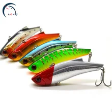 AOHU 5pcs/lot Fishing Lures Wholesale 7cm8.5g Sequin Spoon Noise Treble Hook Plastic Metal Fishing Lure Hard Bait Aohu A0060