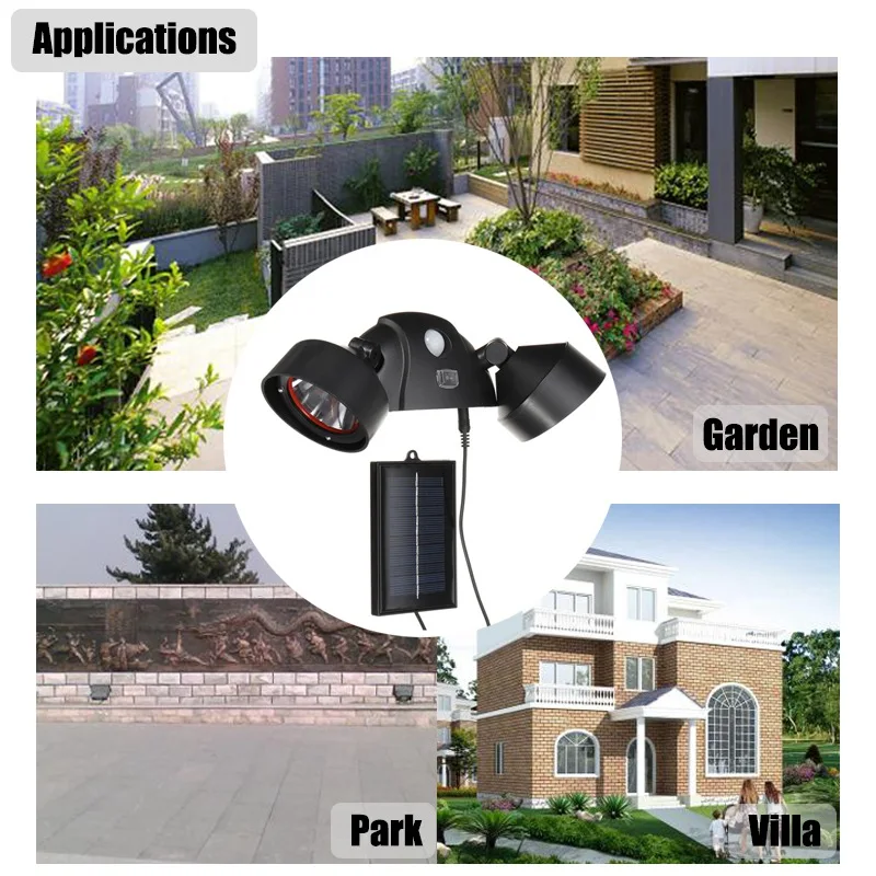 Emissor de Luz Solar ao ar Livre à Prova Sensor de Movimento Detector de Parede de Emergência Diodo Ddual Água Dupla Segurança Jardim Pir Led Spot Light Lâmpada Solar 12 Cheap Lâmpadas solares
