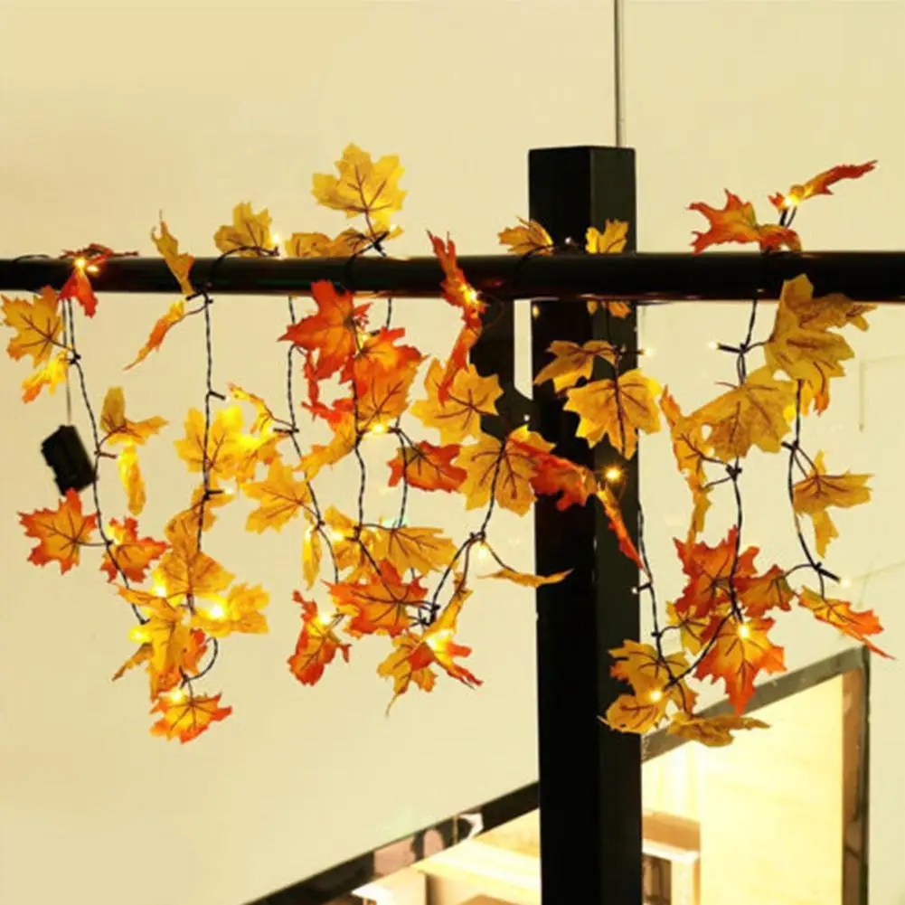 

1.65m LED Lighted Maple Leaf Fall Leaves Garland Lights String Thanksgiving Christmas Party Decor Wedding Home Indoor Decoration