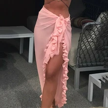 Женское пляжное бикини с высокой талией, накидка, шарф, купальник, парео, саронг, платье, пляжная одежда