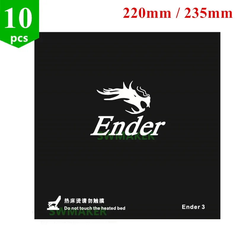 10pcs 220mm / 235mm black Heated bed For Creality ENDER-3 ENDER-3S 3D Printer Sticker Build Sheet build plate tape with 3M Back |