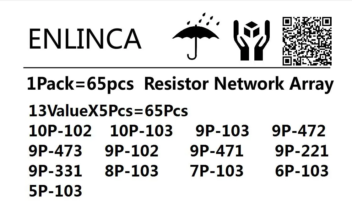 65 шт./лот 13valuesX5pcs резистор сетевой массив комплект Ассортимент Комплект 9A103 9A102 9A472 9A221 9A331 9A471 7A103 5A103 6A103 8A103