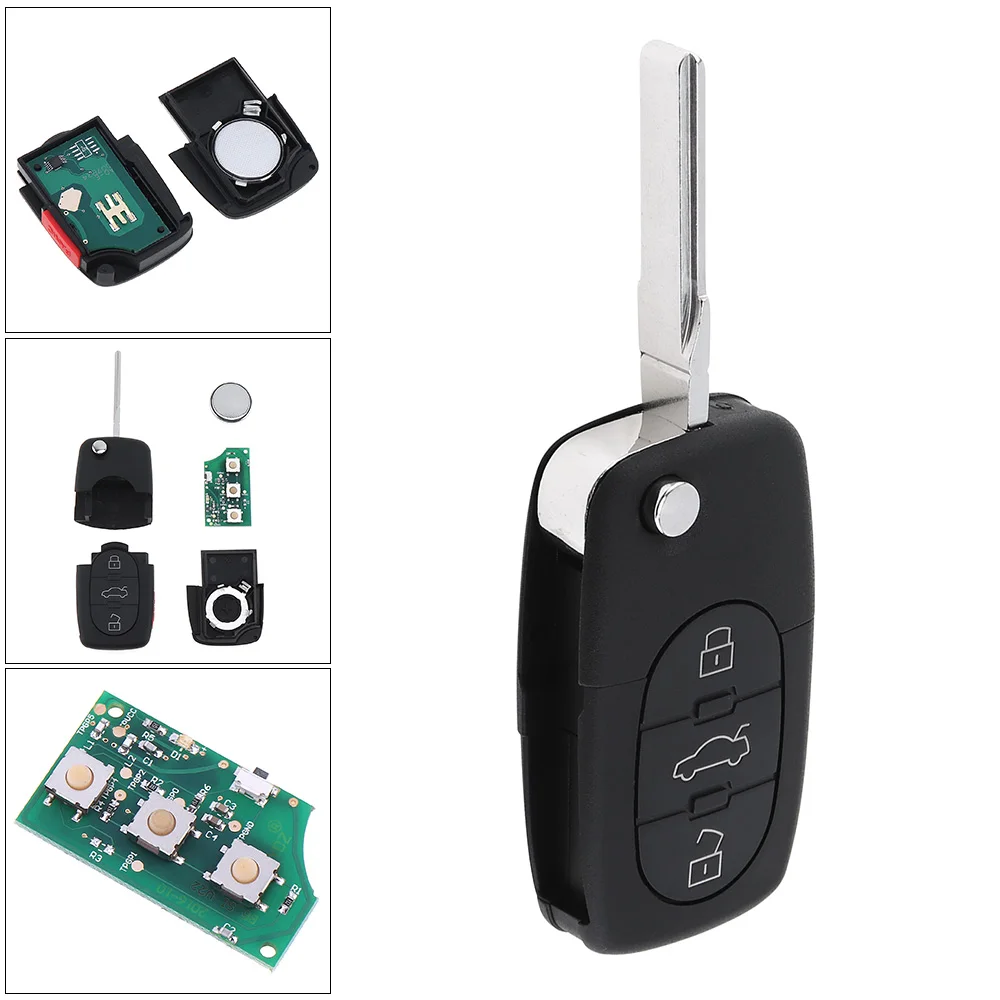 

4 Buttons Flip Uncut Key Entry Remote Control Fob 4D0837231E For Audi A4 A6 A8 S4 TT S4 S6 S8