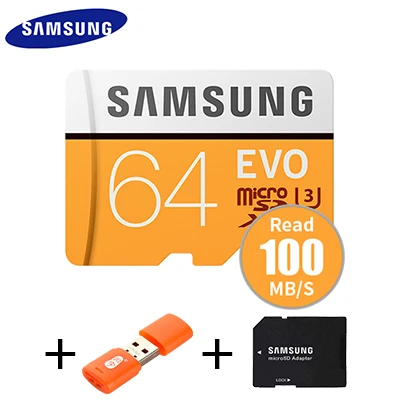 Карта памяти SAMSUNG EVO 128 Гб 64 ГБ 32 ГБ SDHC SDXC TF100M EVO MicroSD 100 м/с класс 10 Micro SD C10 UHS MB-MP32GO TF - Емкость: 64GB 100MBs