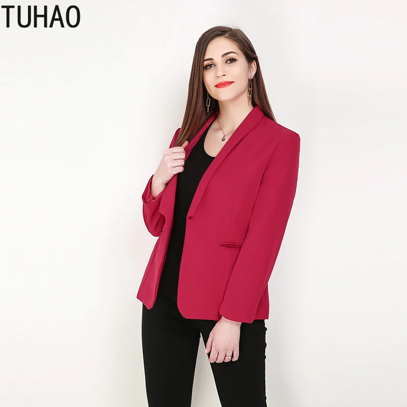 

TUHAO 2019 SPRING Brief OL Solid Women Suits Blazer Feminino Jacket Ladies Plus Size 8XL 7XL 6XL Pocket Business Blaser Mujer RL