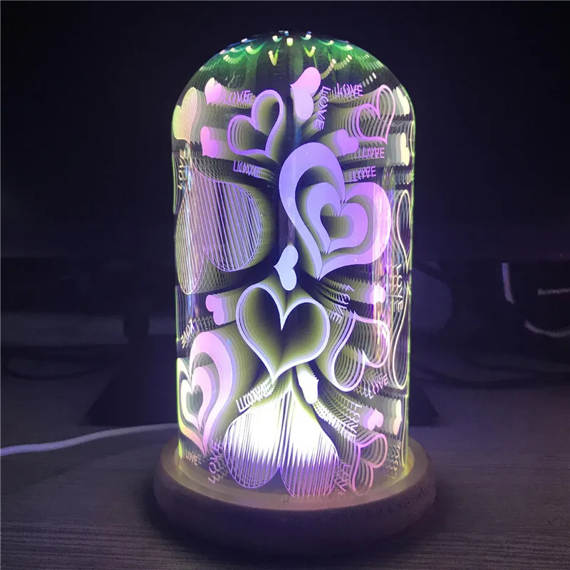 Ночной светильник s 3W Креативный светодиодный ночной Светильник многоцветный фейерверк DC5V USB подзарядка 3D иллюзия Лампа для внутреннего украшения Сказочный светильник