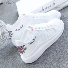 Mhysa 2019 primavera nova plataforma cunha moda sapatos brancos do sexo feminino senhoras sapatos casuais confortáveis sapatos de malha respirável sneakers L259