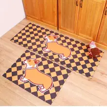Коврик в клетку с рисунком собаки корги, коврик для двери, Противоскользящий коврик для ног