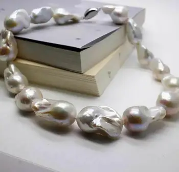 

classic 25-28mm baroque white pearl necklace 18" 36"