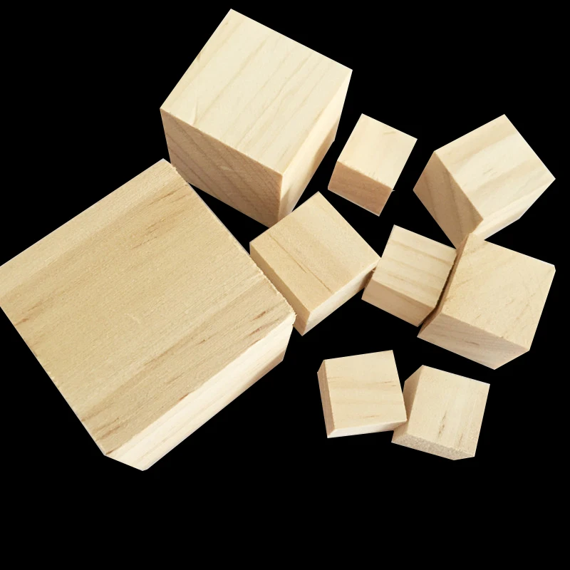 1pack Solid Wood Cube Wooden Square Blocks kids Early Educational Toys Assemblage Block Embellishment for DIY Woodwork Craft