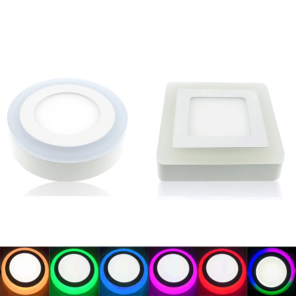 

5pcs/lot LED Panel light Surface Mounted Double colors Round/Square Ceiling Downlight 24W AC85V-260V Include Driver Bedroom lamp